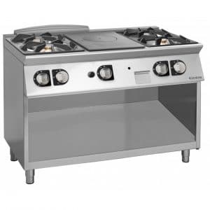 Profesionalni gasni šporet sa 4 otvorena gorionika sa centralnom solid top pločom