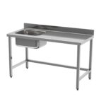INOX radni sto sa bazenom levo 140 cm